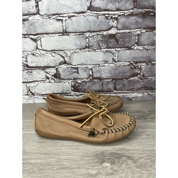Minnetonka Moccasins Brown Leather Driving Moccasin Loafers Women Sz 6M US/36EU - Picture 2 of 16